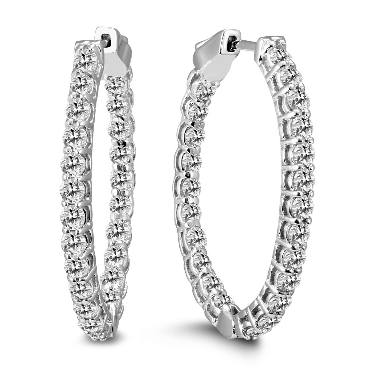 2 CT Oval Diamond Hoop Earrings