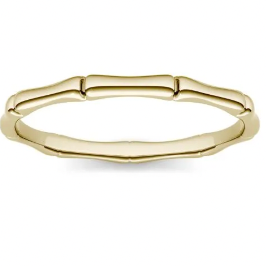 14K Gold Bamboo Stacking Band