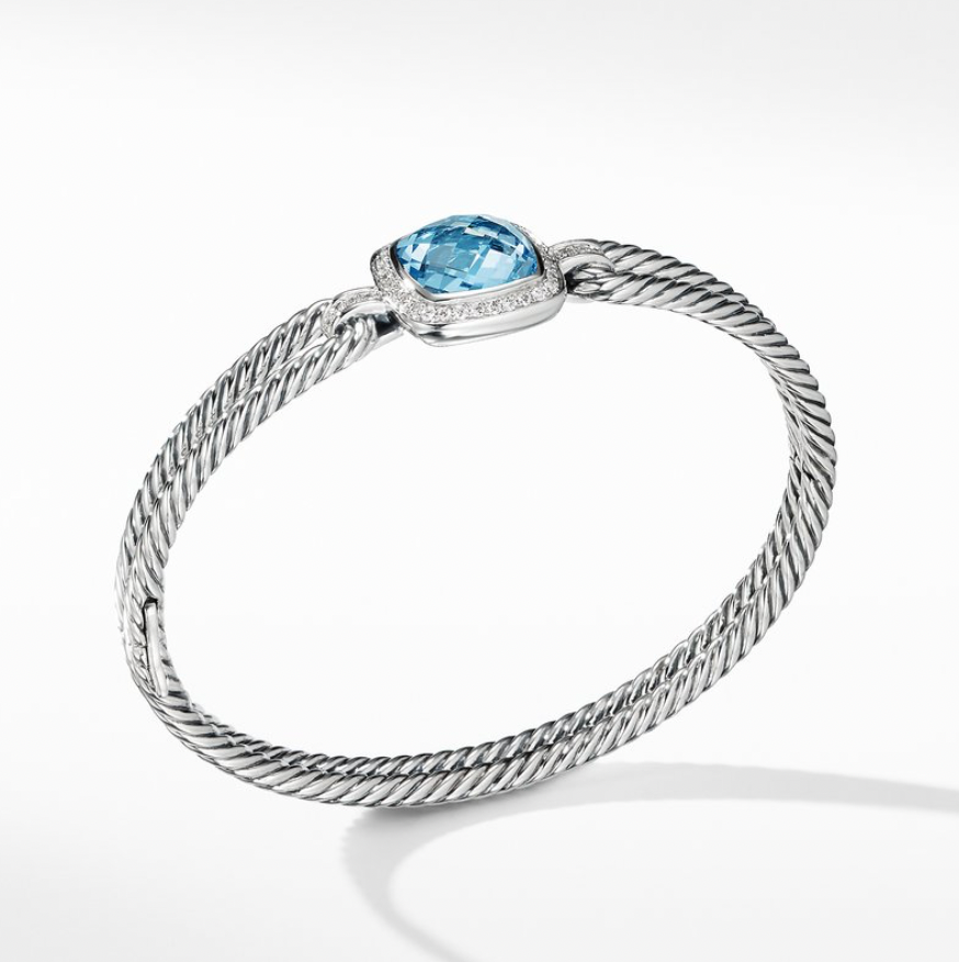 Preowned David Yurman Swiss Blue Topaz and Diamond Bracelet