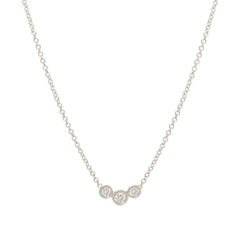 3 Diamond Bezel Necklace