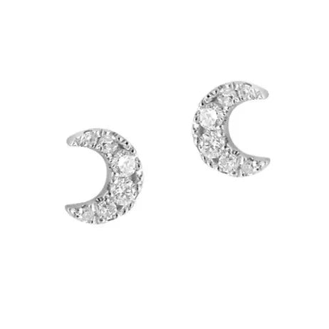 Diamond Moon Stud Earrings