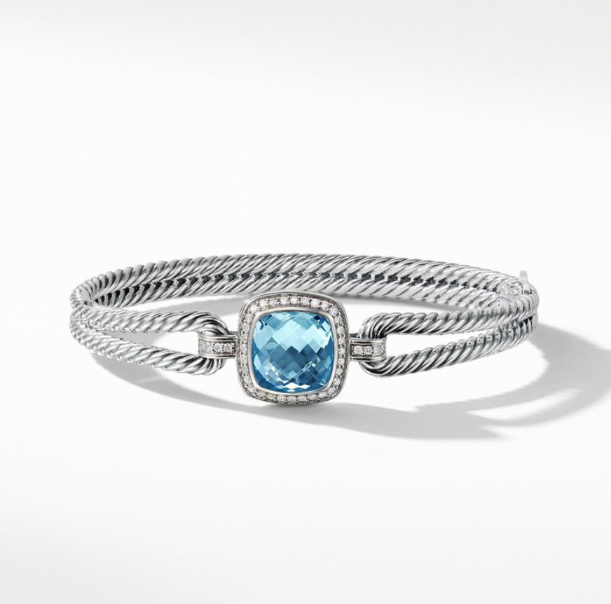 Preowned David Yurman Swiss Blue Topaz and Diamond Bracelet