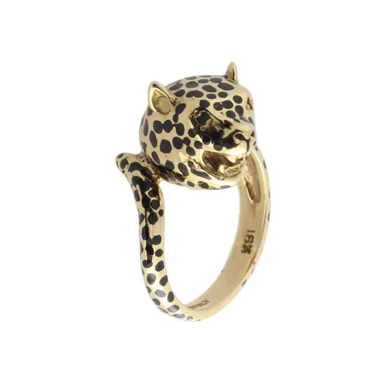Estate Enamel Leopard Ring